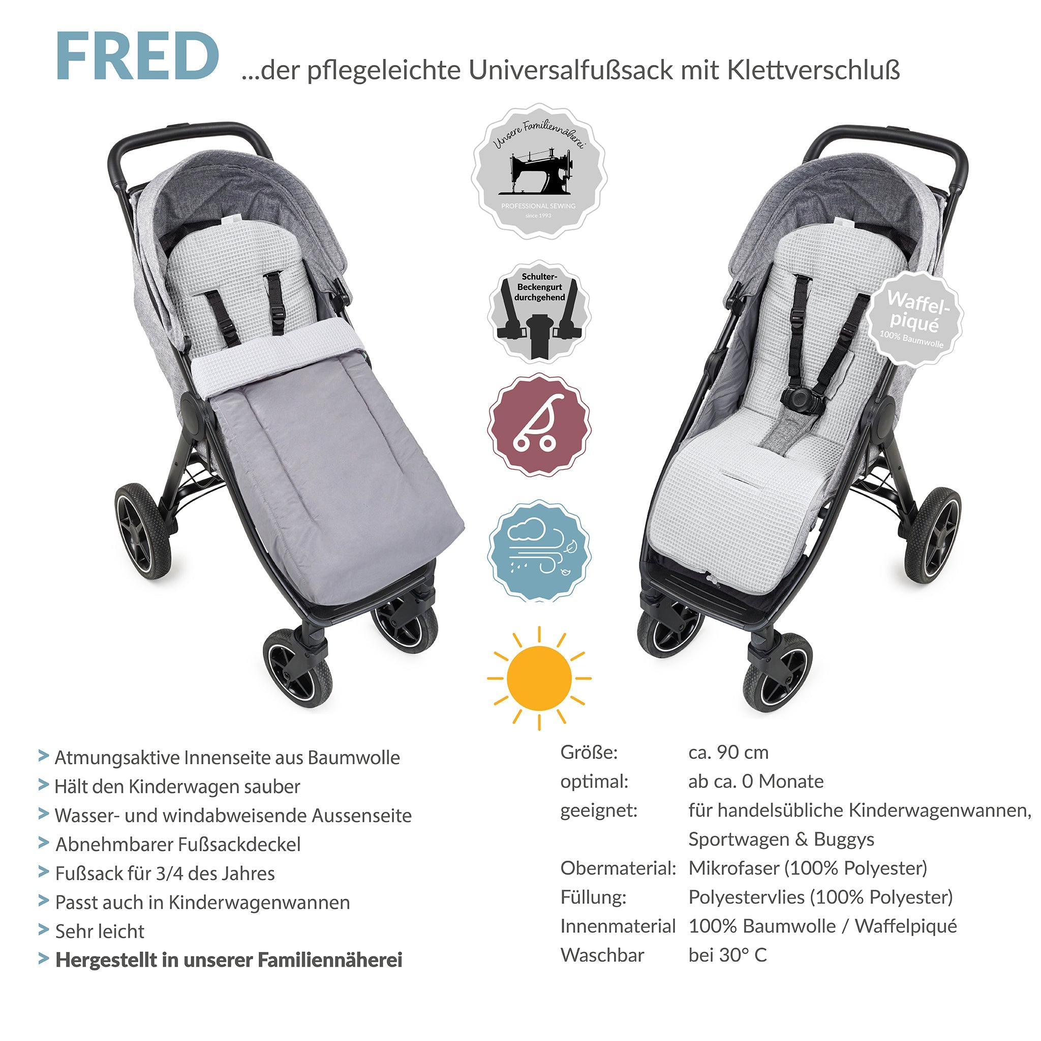 FRED der Sommerfußsack mit Klettverschluss