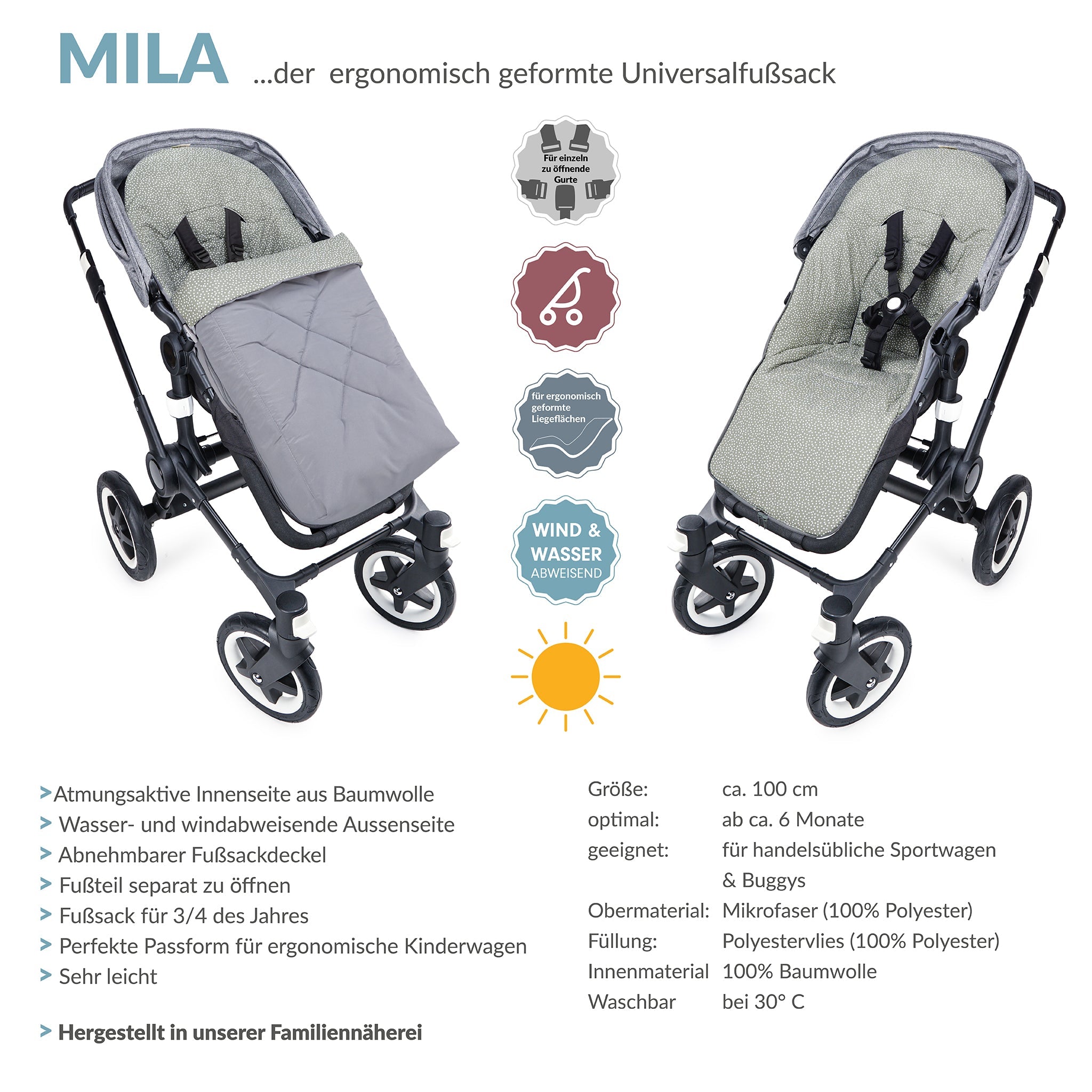 MILA der ergonomische Sommerfusssack