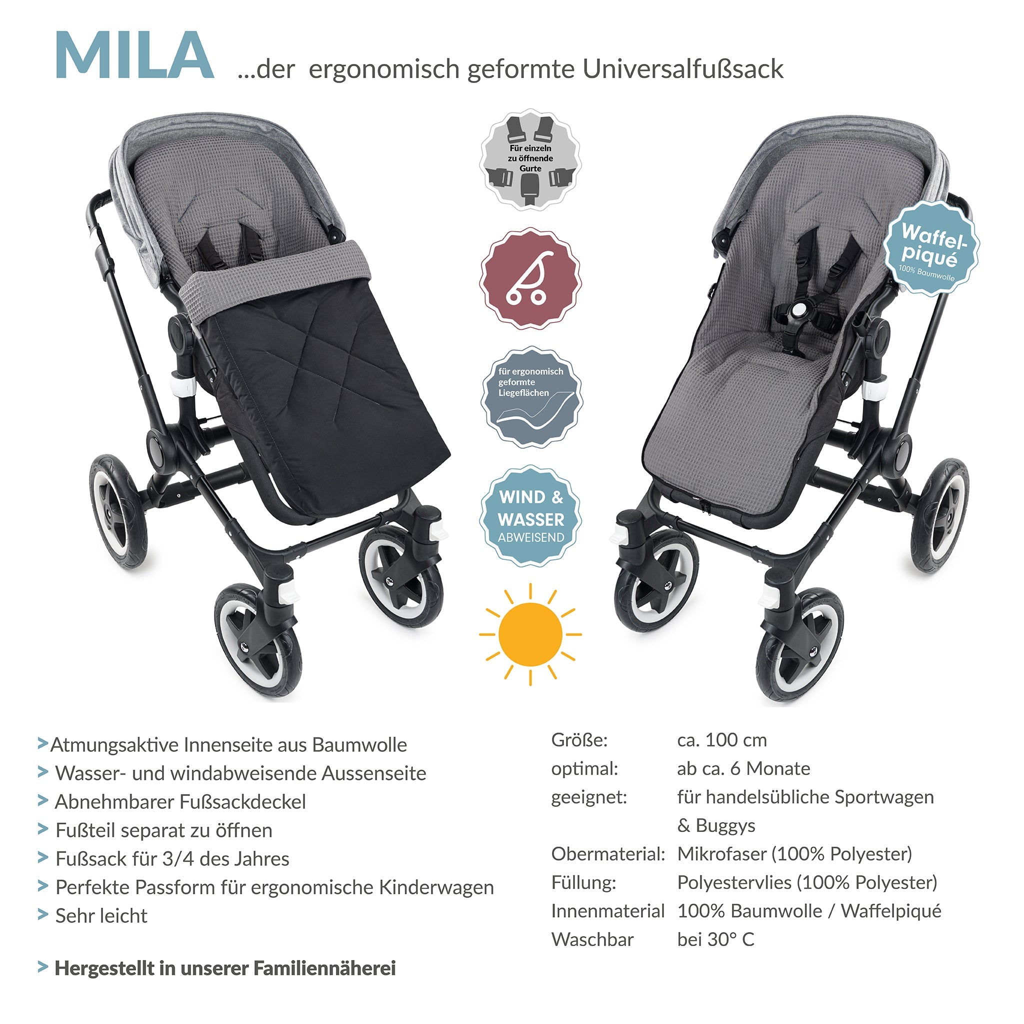 MILA der ergonomische Sommerfusssack