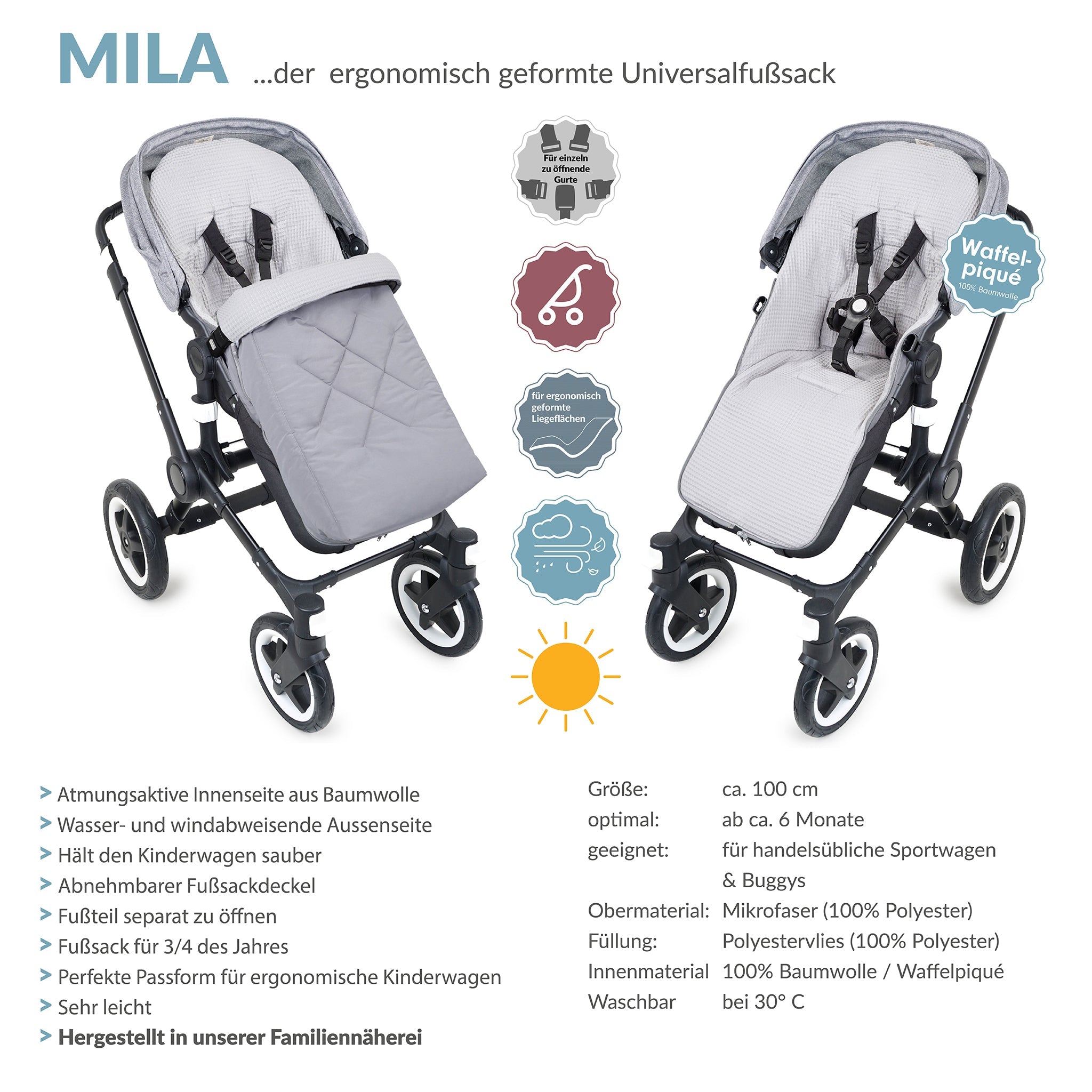 MILA der ergonomische Sommerfusssack