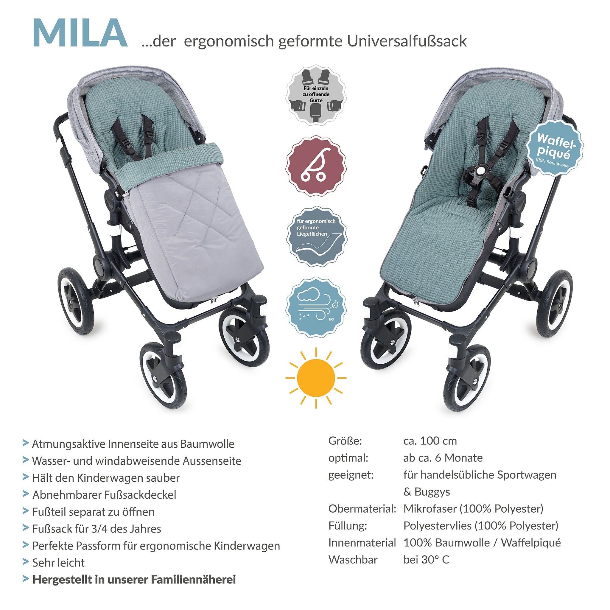 MILA der ergonomische Sommerfusssack