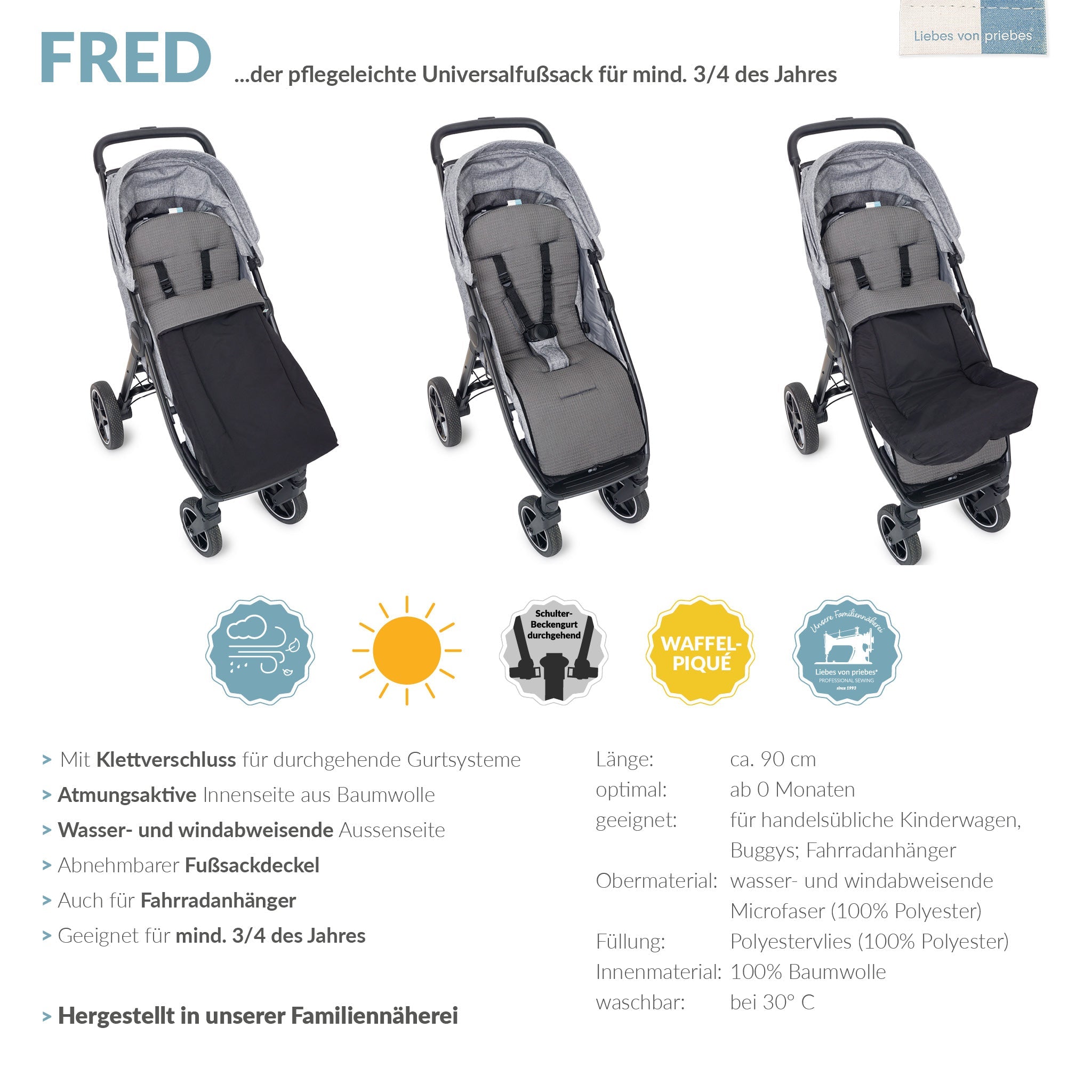 FRED der Sommerfußsack mit Klettverschluss